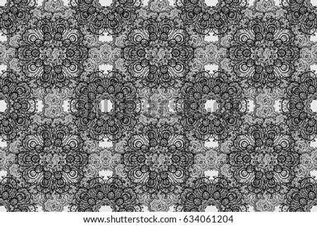 Traditional classic dim raster pattern on gray background with dim elements. Seamless oriental ornament in the style of baroque.