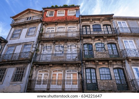 Residential buildings seen from Cimo de Vila Street in Porto, Portugal