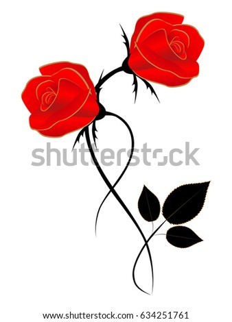 Two red roses, element of design.