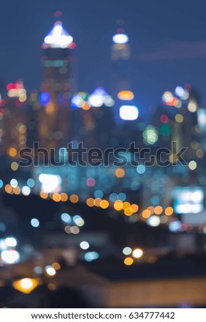 City office building bokeh light night view, abstract background
