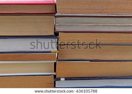Books illustrate education study concept. Book texture pattern wallpaper. Photo of books.
