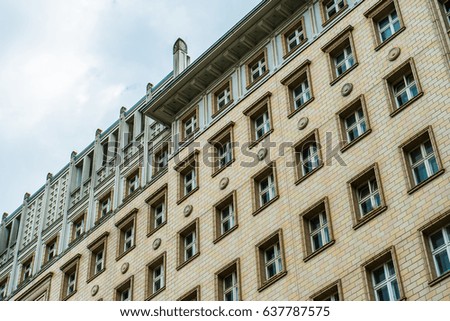 residential brick building in low angle view