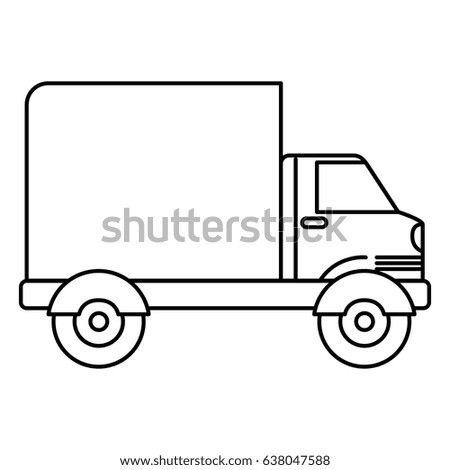 black silhouette of truck with wagon vector illustration