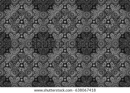 Dim outline floral decor. Eastern style element. Raster illustration for invitations, cards, web page. Line art seamless border for design template. Dim element on gray background.