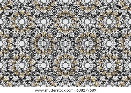 Seamless abstract background. Oriental raster classic gray and golden pattern with dim doodles.