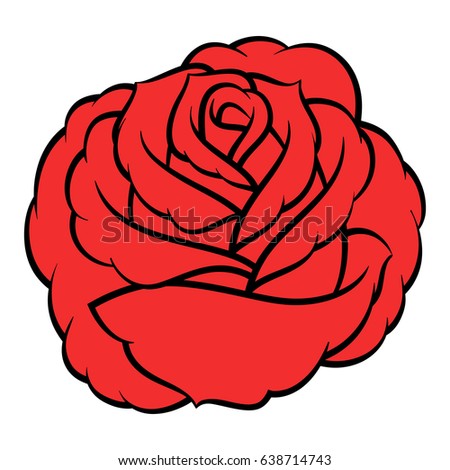 Red rose isolated on white background. Vector illustration.
