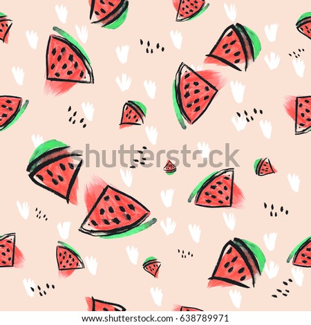 Watermelon pattern,hand painted print in skin color.