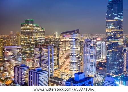 cityscape of Bangkok city at night  , landscape Thailand . 

