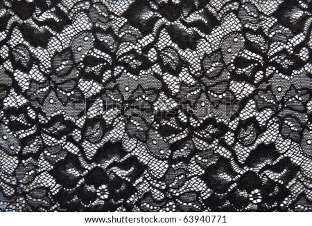 Background from black lace with pattern with form flower on white