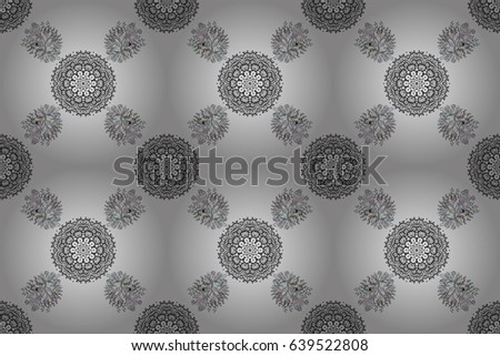 Seamless abstract background. Raster illustration. Oriental raster classic gray pattern.