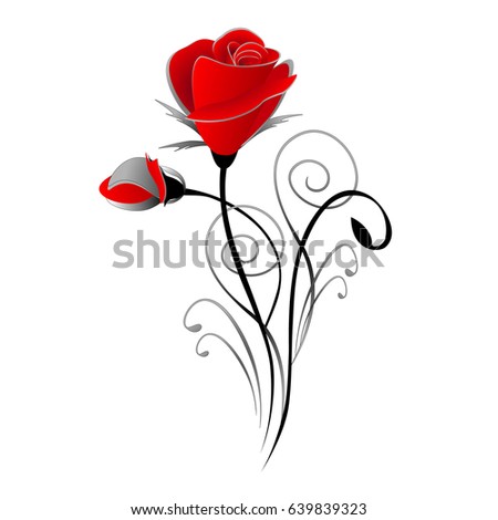 Composition of red roses, illustration isolated on white background.