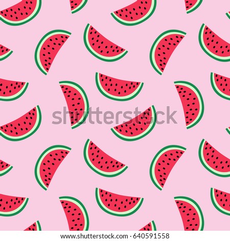 slice of red watermelon on a pink background pattern summer sweet seamless raster copy.