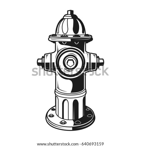 Fre hydrant on the white background, monochrome style, vector