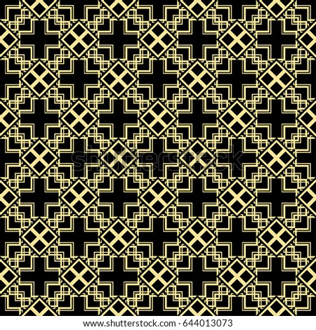 Abstract art deco golden geometric ornamental seamless pattern background. Template for design