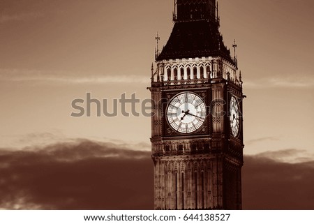 Big Ben closeup in London in black and white