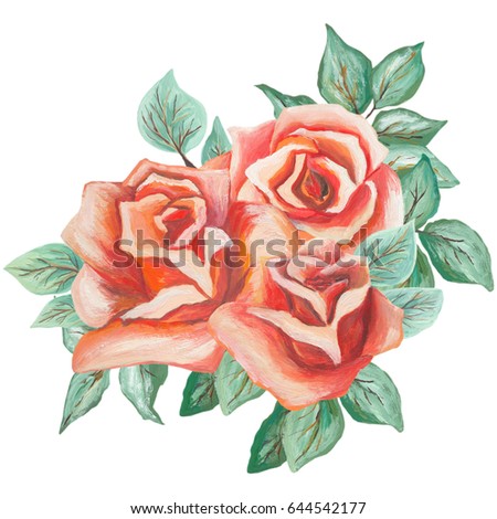 Hand painted watercolor bouquet combination of Flowers and Leaves, can be used as greeting card, invitation card for wedding, birthday and other holiday. Isolated on white background