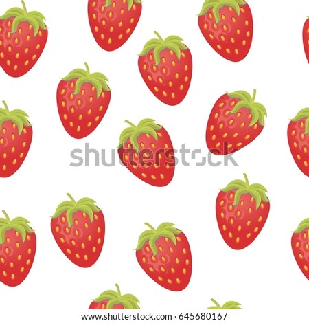 Pattern Fresh strawberries  with green leaves