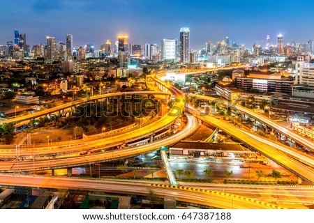 cityscape of Bangkok city at night  , landscape Thailand