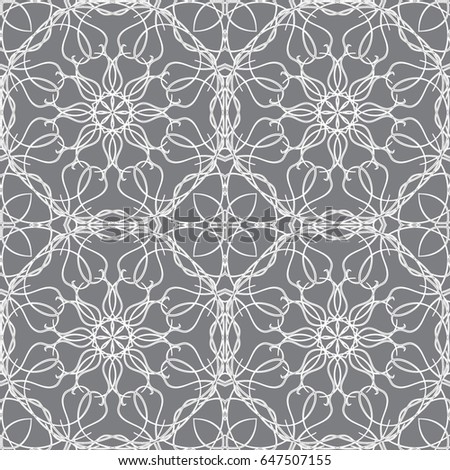 Seamless pattern in arabic style. Intersecting curved elegant lines and scrolls forming abstract floral ornament. Arabesque