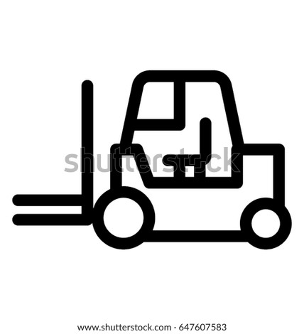 Forklift Truck Line Vector Icon