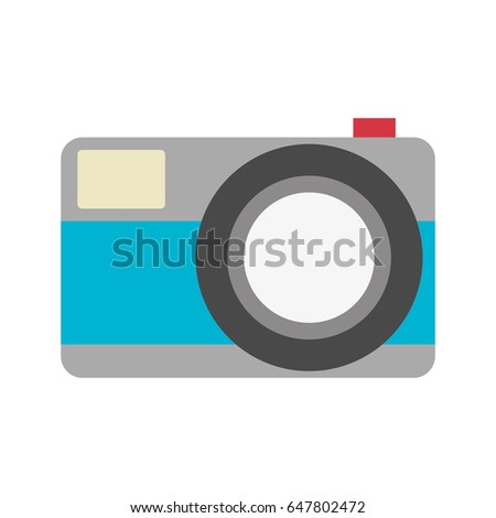 color silhouette with photo camera in closeup vector illustration