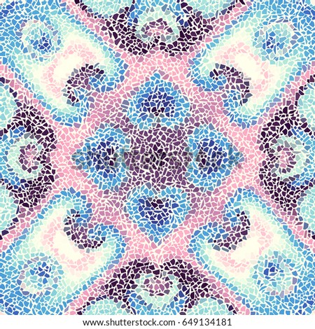Seamless background pattern. Decorative symmetric mosaic pattern. Gamma of pastel colors.