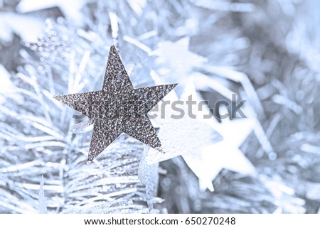 Blurred star tinsel frippery silver garland