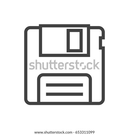 Isolted Diskette Outline Symbol On Clean Background. Vector Floppy Element In Trendy Style.