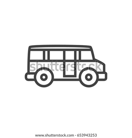 Isolted School Autobus Outline Symbol On Clean Background. Vector Bus Element In Trendy Style.