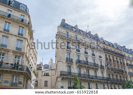Paris, typical facades, boulevard Voltaire 