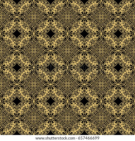 seamless pattern in vintage style. vector illustration. black, gold color.