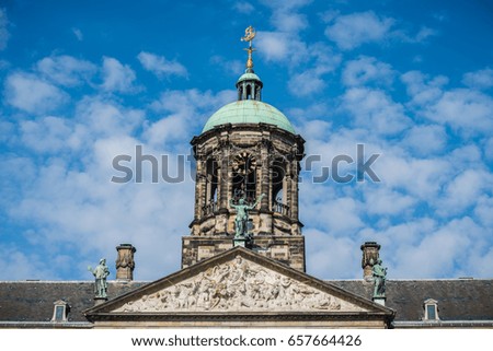 Top of the royal palace on Dam Square in Amsterdam.