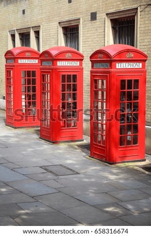 London telephone boxes - red phone kiosks in England.