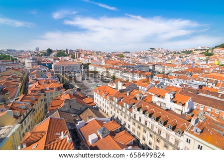 Beautiful view of Rossio Square from Santa Justa lift - Lisbon - Portugal
