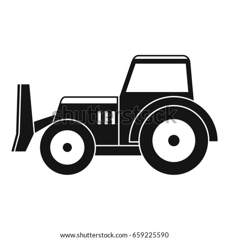 Skid steer loader bulldozer icon in simple style isolated  illustration