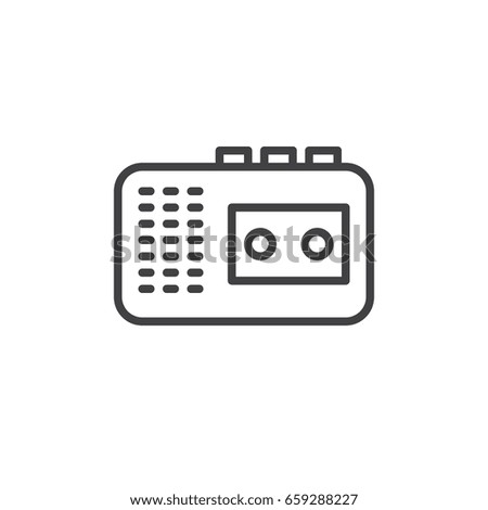Audio tape recorder line icon, outline vector sign, linear style pictogram isolated on white. Symbol, logo illustration. Editable stroke. Pixel perfect