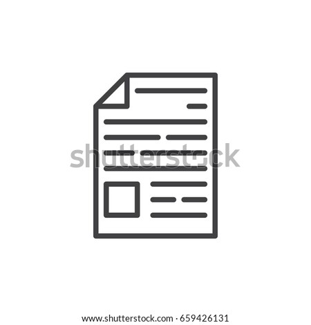 Text document line icon, outline vector sign, linear style pictogram isolated on white. Symbol, logo illustration. Editable stroke. Pixel perfect
