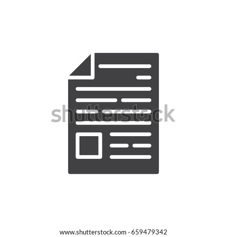 Text document icon vector, filled flat sign, solid pictogram isolated on white. Symbol, logo illustration. Pixel perfect