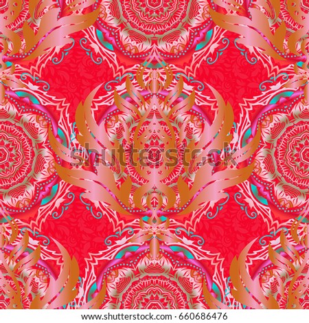 Elegant Christmas seamless pattern with Shining pink and blue Elements.