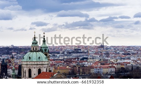 Aerial view of the Old Town architecture in Prague, Czech Republic