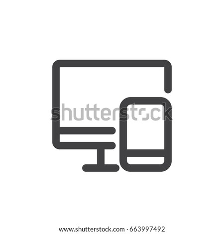Devices line icon, outline vector sign, linear style pictogram isolated on white. Symbol, logo illustration. Thick line design. Pixel perfect graphics