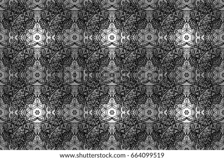 Oriental style arabesques dim pattern on a gray background with dim elements. Raster dim pattern. Seamless textured curls.