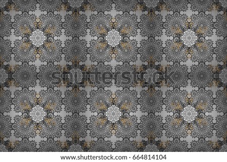 Royal retro background. Gold template. Design vintage for card, wallpaper, wrapping, textile. Floral classic texture. Raster illustration. Seamless pattern golden elements.