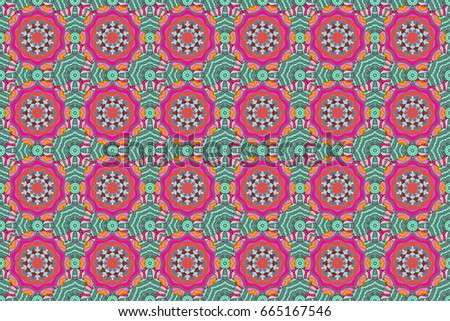 Floral ornament seamless pattern. Round texture in Raster illustration.