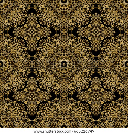 Damask seamless floral background pattern. Vector illustration