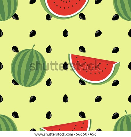 Minimalist watermelon high quality seamless pattern. Cute seamless pattern with watermelons. Vector background. Good for wallpaper, invitation cards, textile print. Vector trendy illustrations