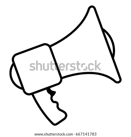 Vector Single Outline Icon - Bullhorn on White Background