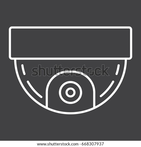 Surveillance camera line icon, cctv and security, device vector graphics, a linear pattern on a black background, eps 10.