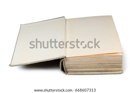 Old paper book on white background