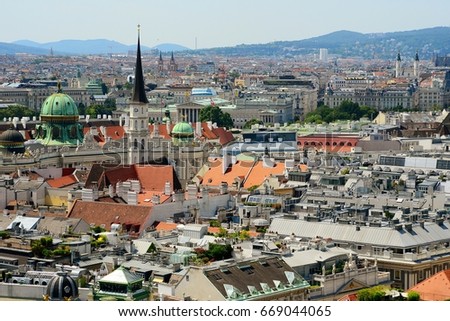Austrian capital Vienna city view from St. Stephen's Cathedral.